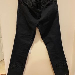 Lauren Conrad black crop jeans with crochet and scallop bottom
